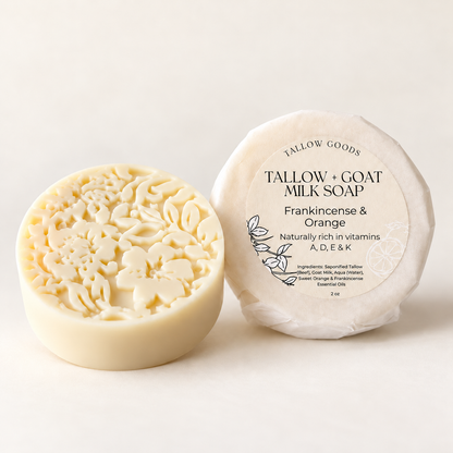 Tallow + Goat Milk Soap (Frankincense & Sweet Orange)