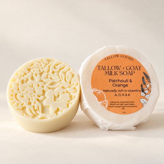 Tallow + Goat Milk Soap (Patchouli & Sweet Orange)